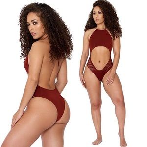 Burgundy swim suit